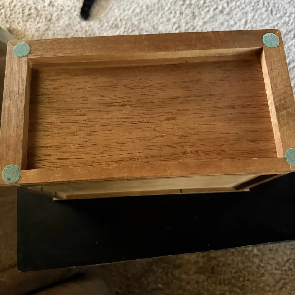 Vintage Wooden Jewelry Armoire Box 3 Drawer Ring Organizer Cabinet Walnut. Japan